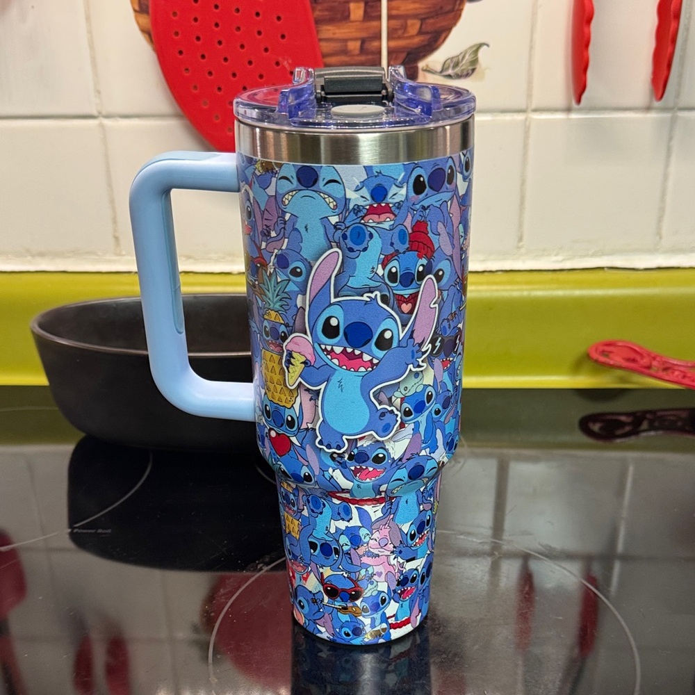 Stitch Patterned Travel Mug with Handle